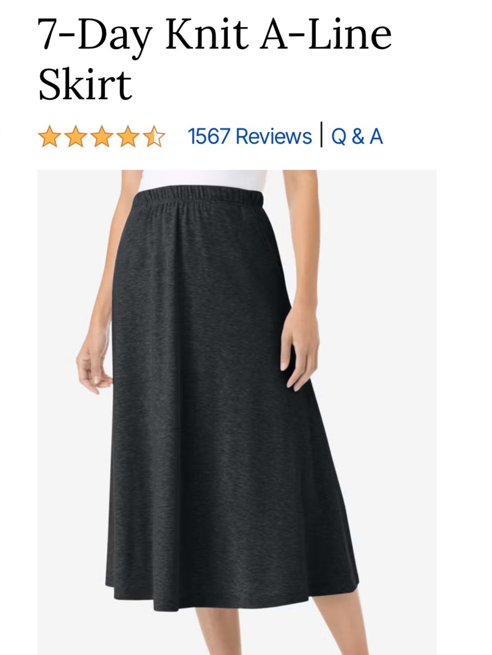 Woman Within 7-Day Knit A-Line Skirt - Heather Charcoal color